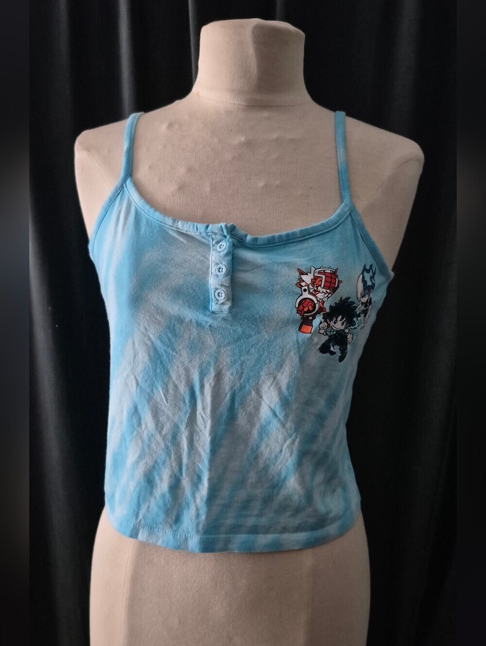 Hot Topic Light Blue Anime Graphic Spaghetti Strap Tank Top